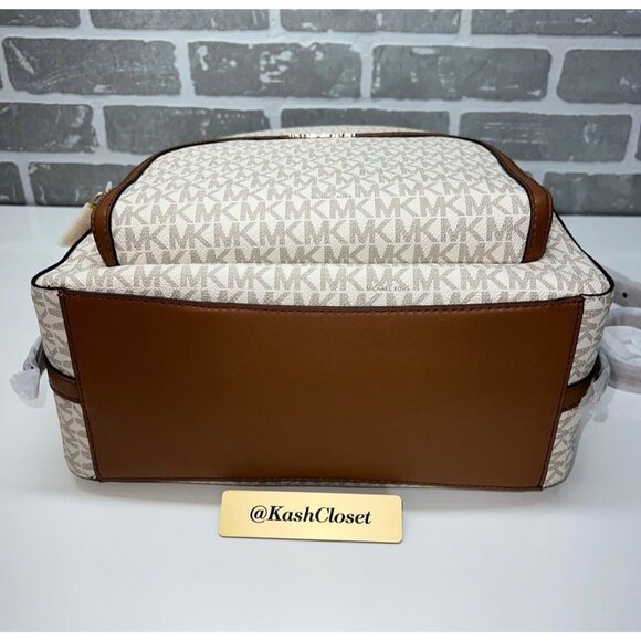 Michael Kors backpack jaycee large front pocket backpack MK signature vanilla - Picture 7 of 11